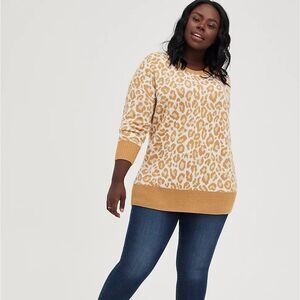 Torrid Drop Shoulder Sweater - Popcorn Leopard 4X